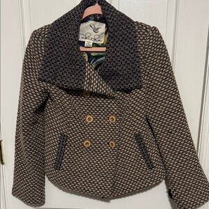 Tabitha Black and Tan Pea Coat